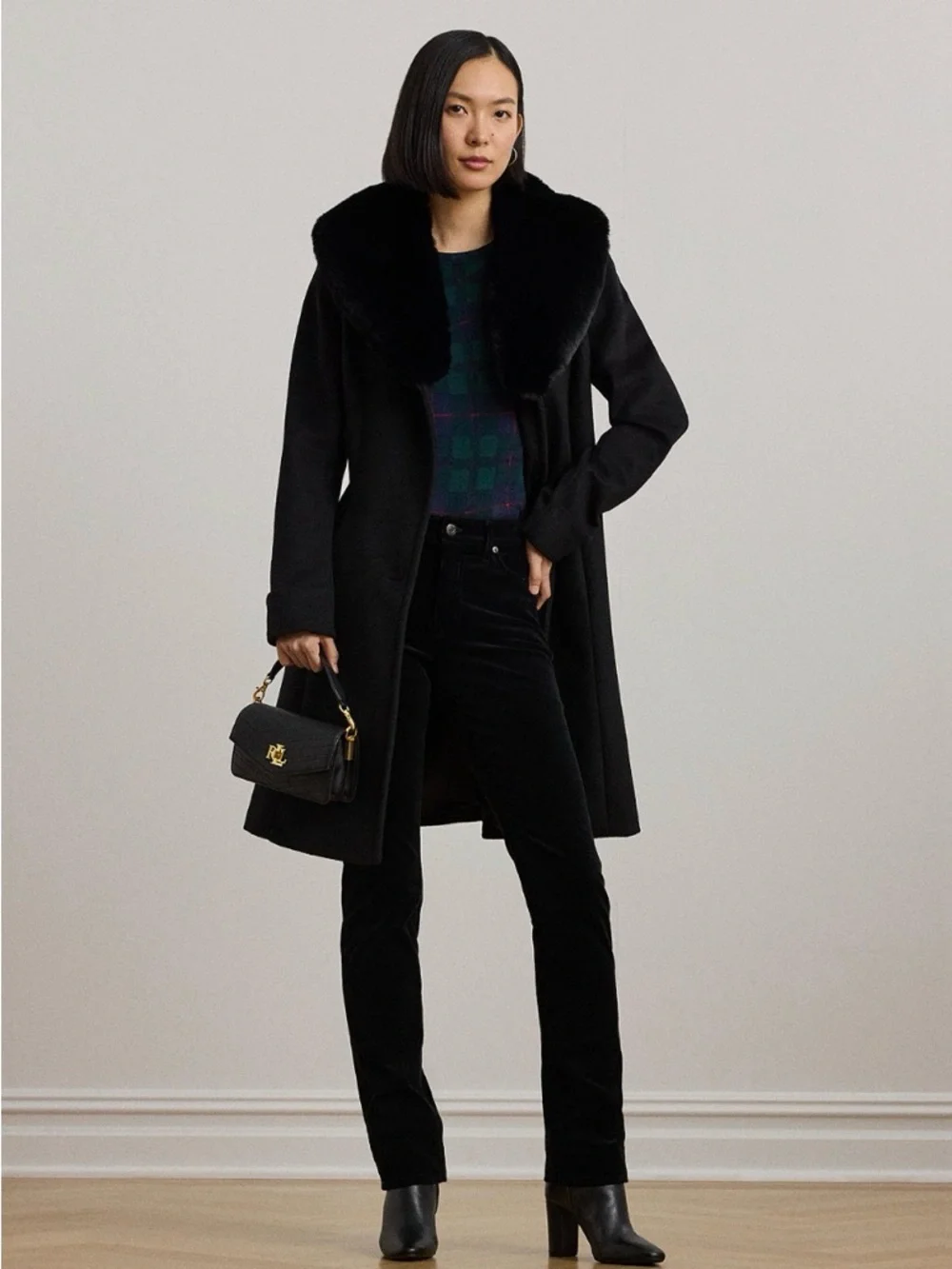 NWOT Ralph Lauren Faux Fur Collar Coat - Size 6 - Picture 2 of 5